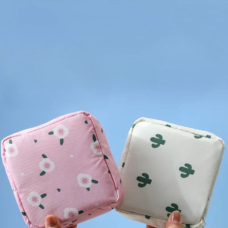 Bolsa de almacenamiento portátil para toallas sanitarias, monedero para tampones, neceser de cosméticos, organizador de bolsos de maquillaje para mujeres y niñas, bolsa para compresas higiénicas