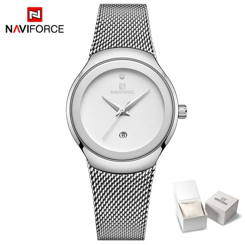 NAVIFORCE 2024 Relojes de mujer Lujo Oro Rosa Ultra Fino Reloj de Señora Lujo Impermeable Reloj de Pulsera de Cuarzo Mujer Reloj Femenino