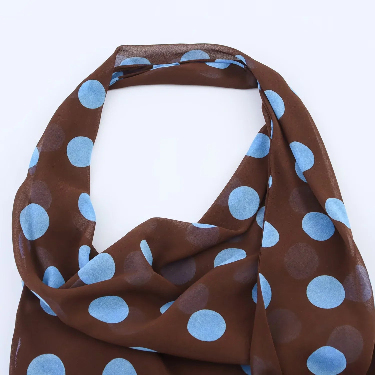 TRAF Faldas Midi Estampadas de Lunares Conjuntos de Dos Piezas para Mujer Trajes Chic de Top Halter con Pañuelo de Verano Conjuntos de 2 Piezas para Mujer de Playa