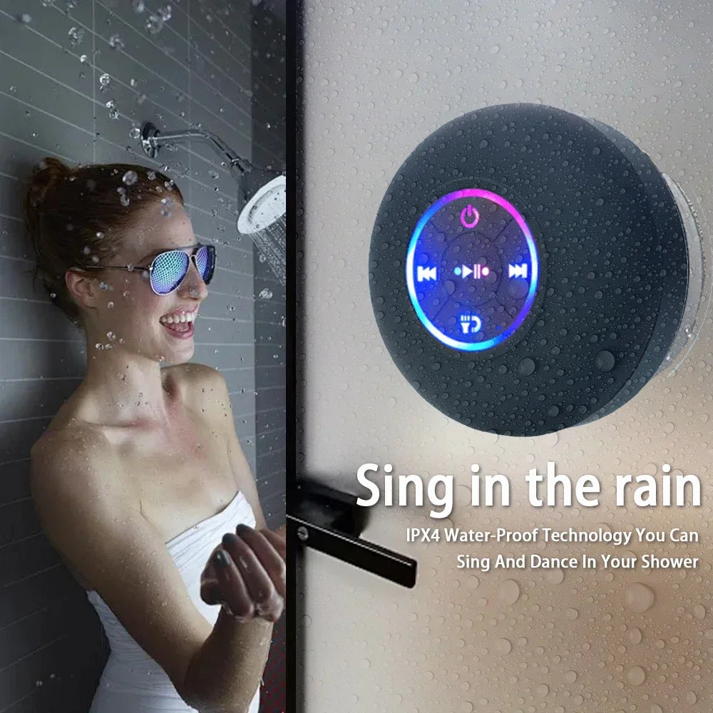 Minialtavoz Bluetooth Ducha Subwoofer Impermeable Manos Libres Altavoz con Ventosa Micrófono para Baño Piscina Playa Coche Teléfono