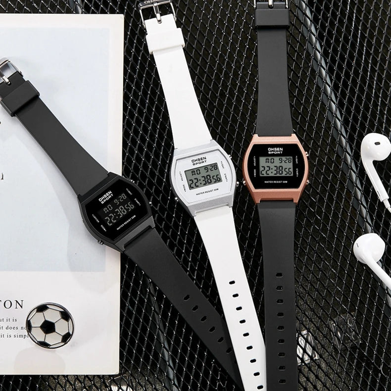 Reloj deportivo digital para mujer, resistente al agua, a la moda, blanco, para damas, reloj de pulsera electrónico para niños, relojes LED con alarma, regalos
