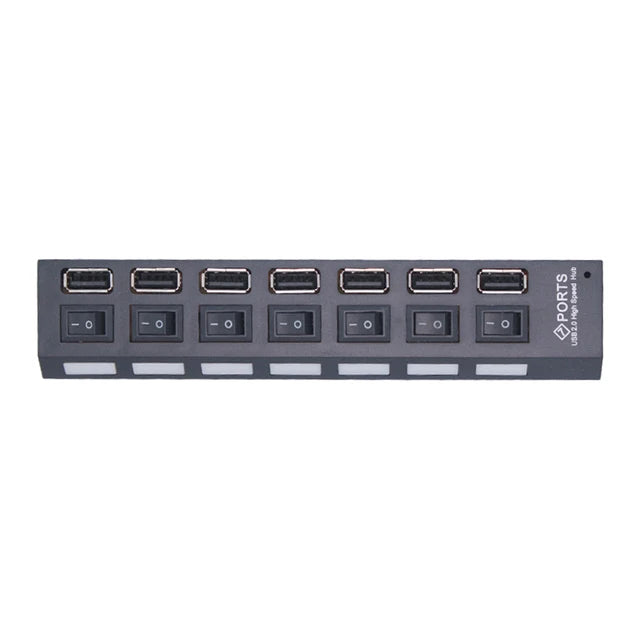 HUB USB de 7 puertos con interruptor USB, adaptador divisor USB de alta velocidad, HUB múltiple USB2.0 con interruptor de encendido/apagado para computadora portátil
