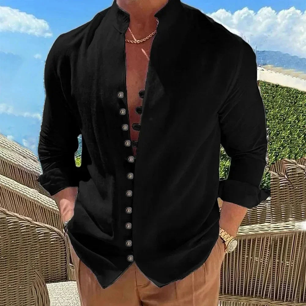 Camisas hawaianas para hombre, transpirables, de playa, con botones, de algodón y lino, ligeras, de estilo urbano, blusas de primavera y verano