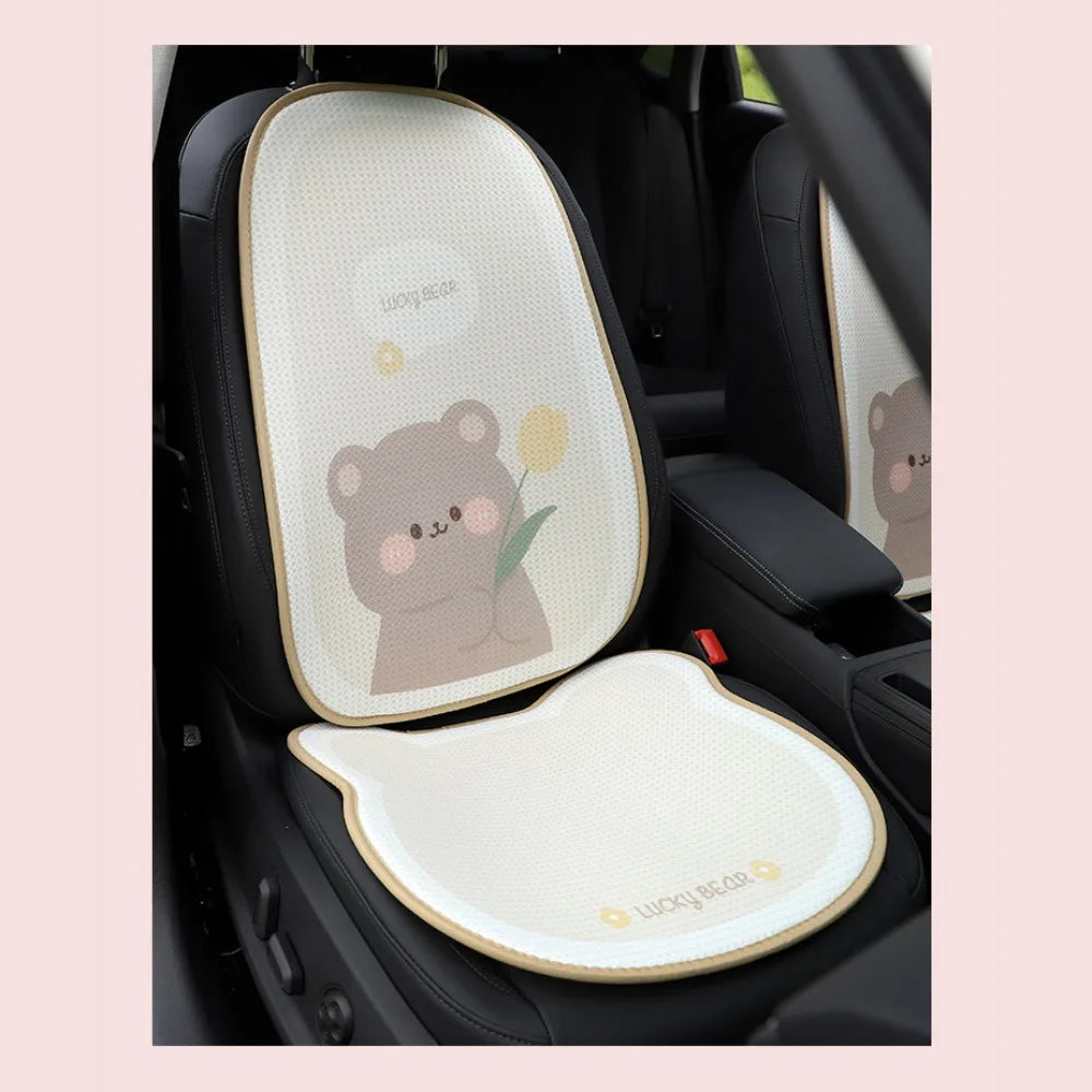 Bear Cartoon Bear Car Seat Cushion Protector Mat Breathable Summer Breathable Seat Pad Honeycomb Dust Proof Car Ice Silk Cushion