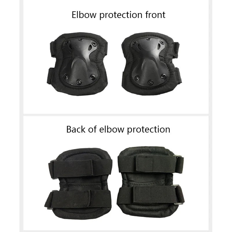 Set de 4 Protectores Tácticos Exteriores Rodilleras Coderas para Ciclismo al Aire Libre Montañismo y Senderismo Protección Deportiva
