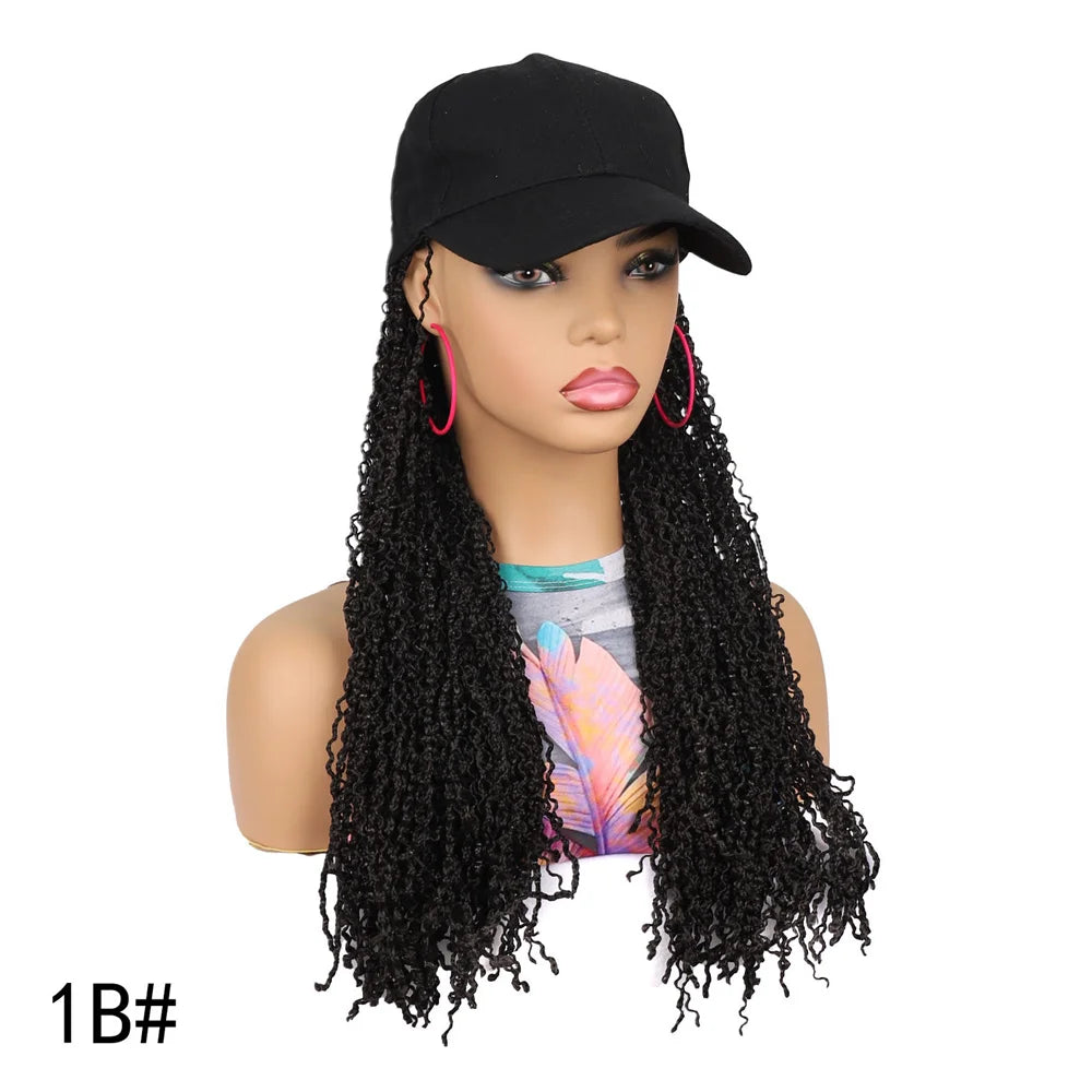 SQRDGQ Synthetic Braided Hair Hat Wigs for Woman 14inch Bug Black Blonde Braided Extensions with Baseball Cap Woman Wigs