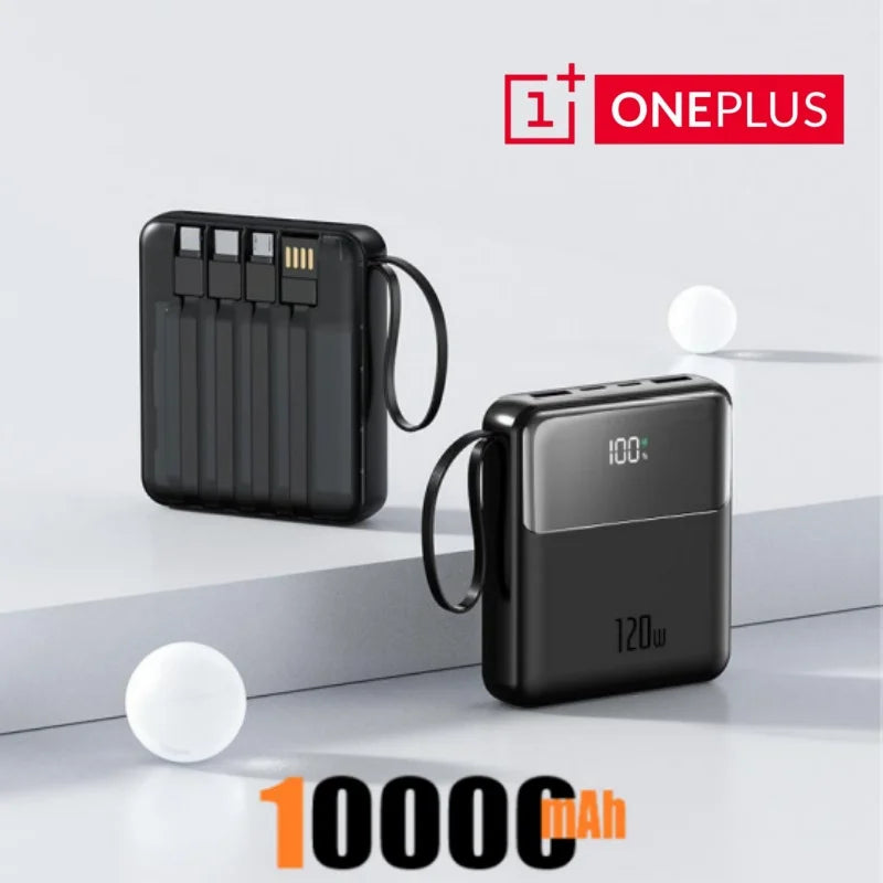 Bærbar powerbank 50000mAh 120W superrask lading mobil eksternt batteri med fire kabler lader egnet for iPhone Xiaomi