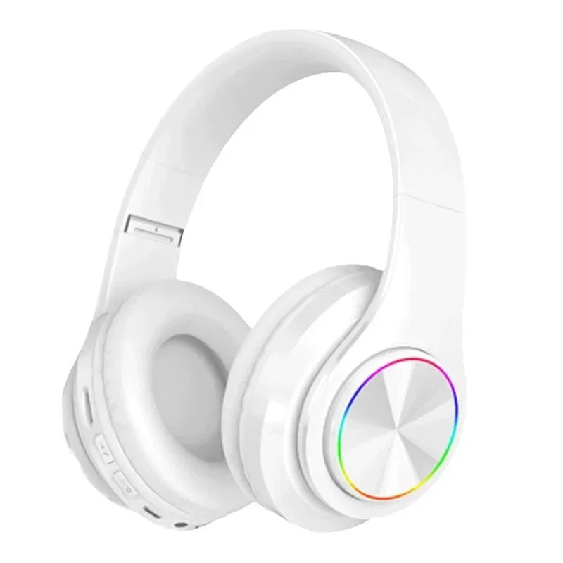 Auriculares de diadema inalámbricos para juegos con Bluetooth, sonido envolvente estéreo, audífonos USB con micrófono, luz colorida para PC y portátil