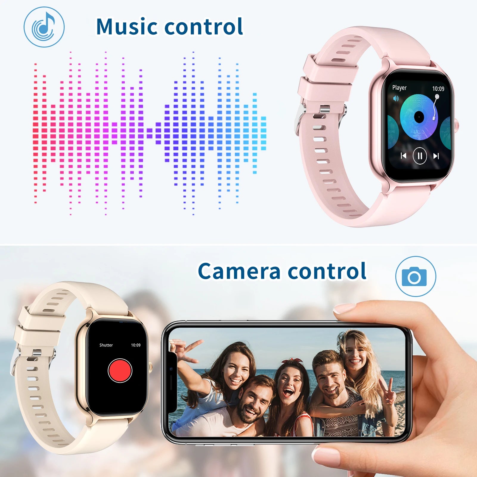 Reloj inteligente con llamadas/marcador inalámbrico, modo deportivo, recordatorio y rechazo de llamadas, monitoreo de estado físico para iPhone/Android