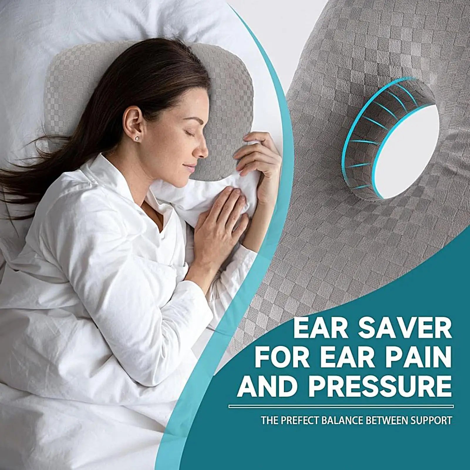 Piercingpute Sidesovere Donutpute med hull Ergonomisk ubehagsreduserende Reisepute for kontorer Biltur