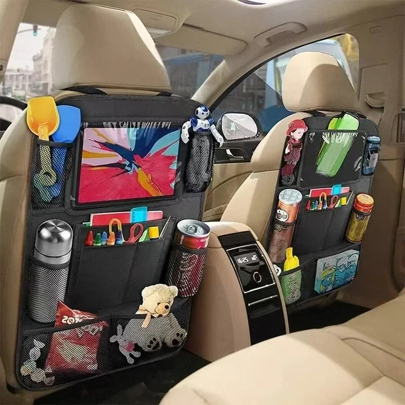 Car Seat Storage Organizer Multifunctional Oxford Fabric Car Back Multi Pocket Storage Bag with Touch Screen Tablet Holder
