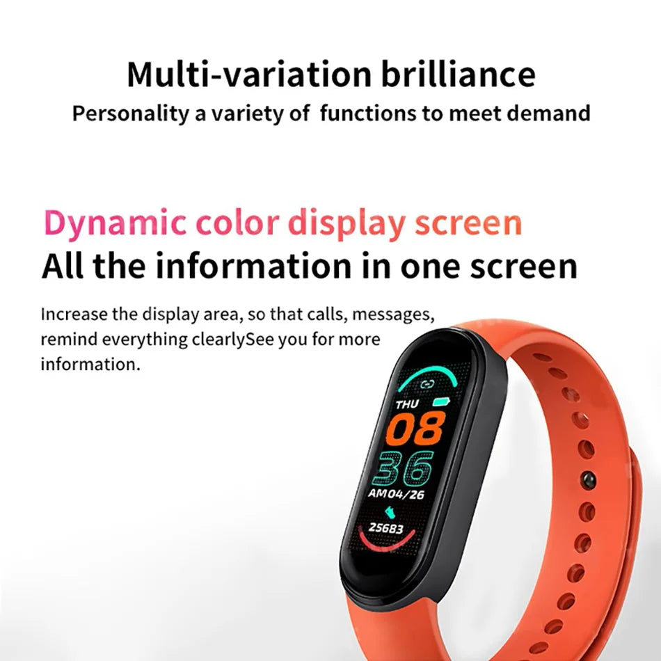 M6 Smartwatch Hombre Mujer Pulsera Inteligente de Fitness Banda Deportiva Monitor de Frecuencia Cardíaca y Presión Arterial Relojes Impermeables Multifunción