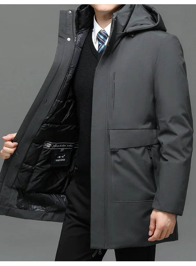 Chaquetas con capucha para hombre, ropa de abrigo informal, parkas largas para hombre, nuevas parkas impermeables y cálidas para otoño e invierno, abrigo tipo parka, 2 PIEZAS Parkas de invierno