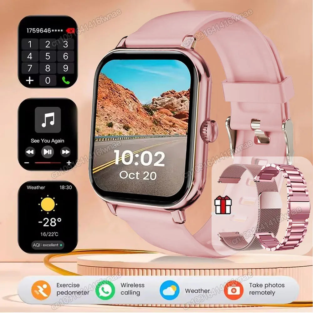 Smartwatch para Android IOS Relojes Pantalla HD de 2.01 pulgadas Llamada Bluetooth Alerta de Mensajes Música Modo Deportivo Smartwatch para Hombres Mujeres Regalo