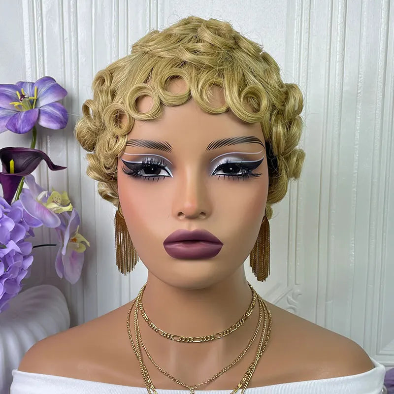 Short Pixie Cut Wigs Human Hair #27 Layered Curly Pixie Cut Wigs For Black Women Brazilian Full Machine Made Wig Pixie Curly On Sale