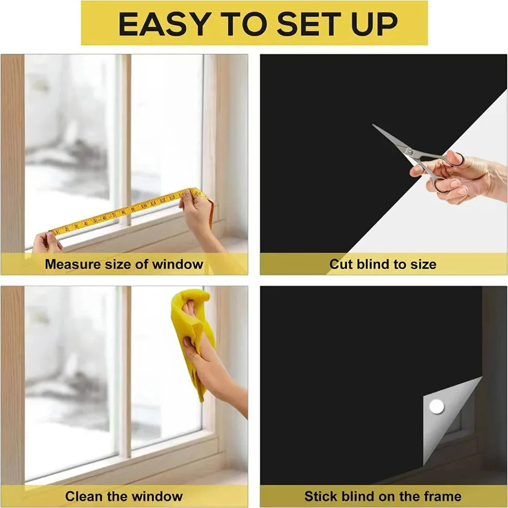 Cortina Opaca de Viaje Portátil DIY, Aislante Térmica para Ventana, Cortinas de Cocina Adhesivas sin Perforaciones, Tela Negra
