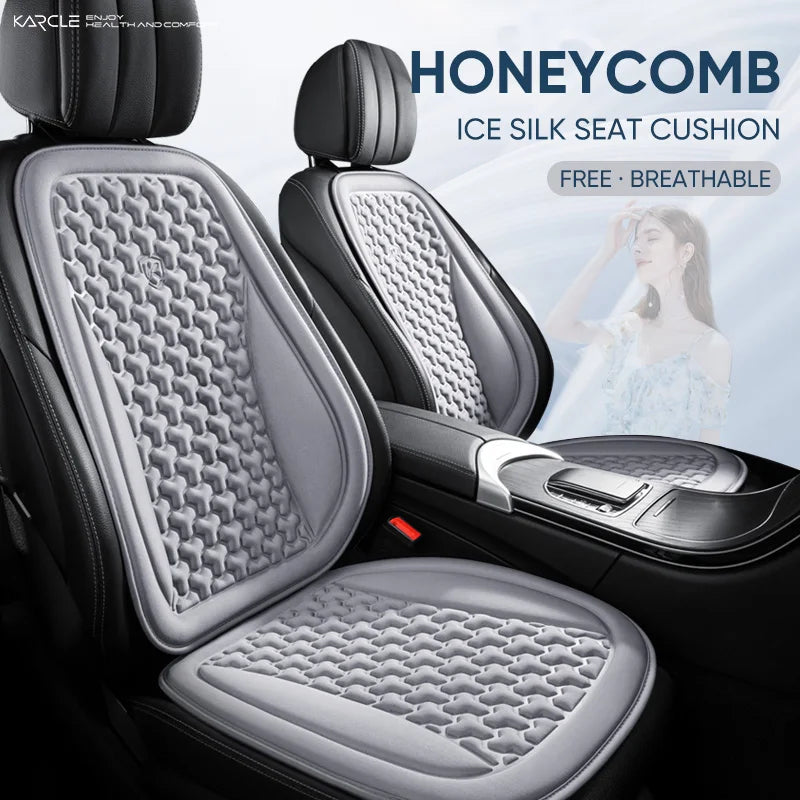Funda de asiento de coche de verano 3D transpirable de seda helada, cojín de asiento de coche con diseño convexo, almohadillas protectoras de asiento de coche universales, alfombrilla de silla de coche