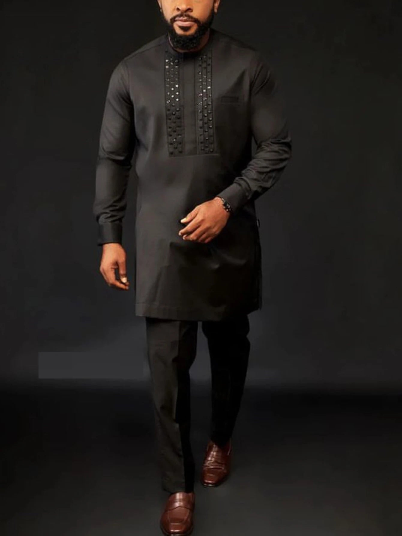 Men African Two Piece Set Traditional Outfits Long Sleeve Shirt Pants Party Africa 2024 Summer Gentleman Ethnic Business Suit