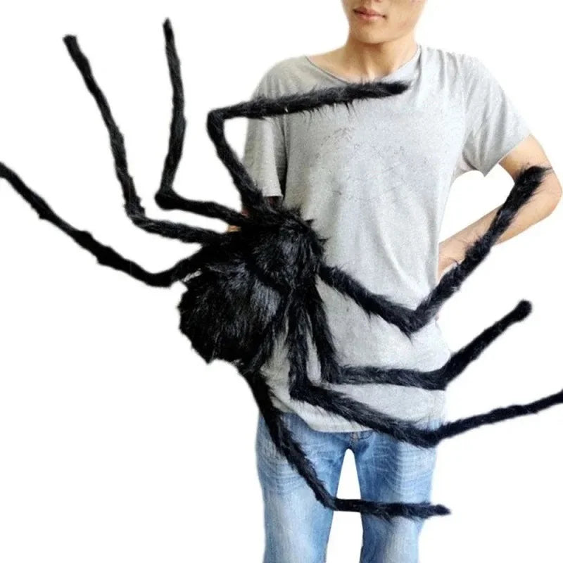 Araña Grande de Peluche de Halloween, Decoración de Halloween de Terror, Accesorio de Fiesta, Decoración Gigante de Araña para Exteriores de 30-200cm, Broma de Cámara, Araña Negra