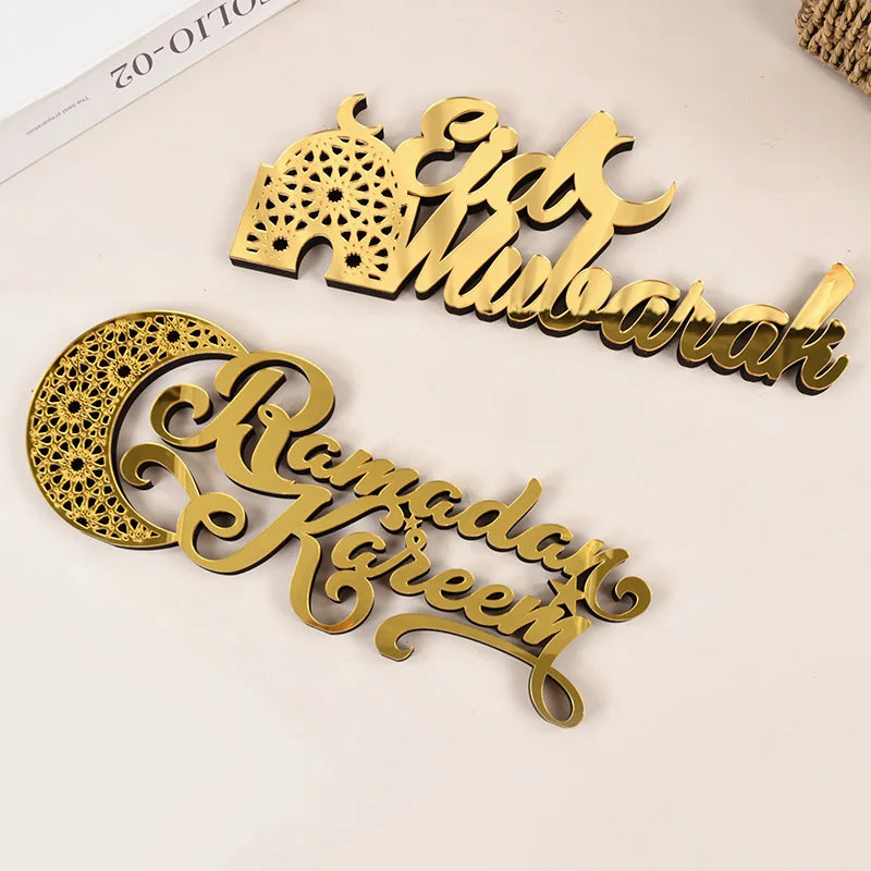 Ramadan Mubarak Acrylic Ornament Eid Mubarak Ramadan Kareem Decoration for Home Islamic Muslim Party Decor Eid Al Adha Gift