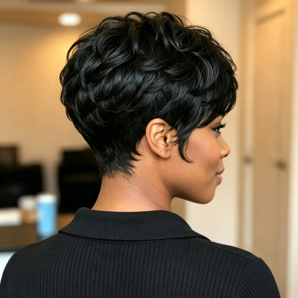 Curly Pixie Remy Hair Wig