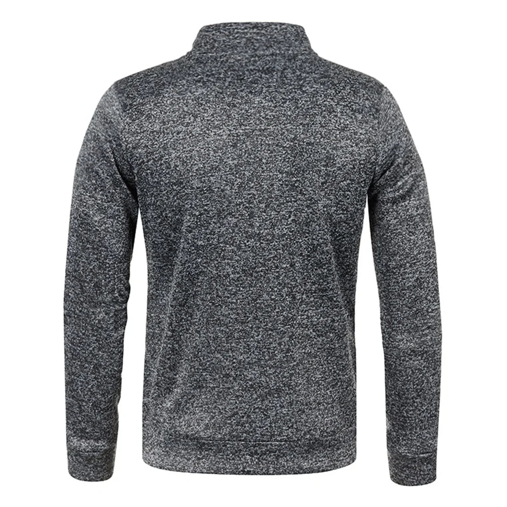 Sudadera de hombre, primavera, más gruesa, tipo pulóver, con media cremallera, para hombre, sudadera con capucha, sudadera de exterior, otoño, color liso, cuello alto