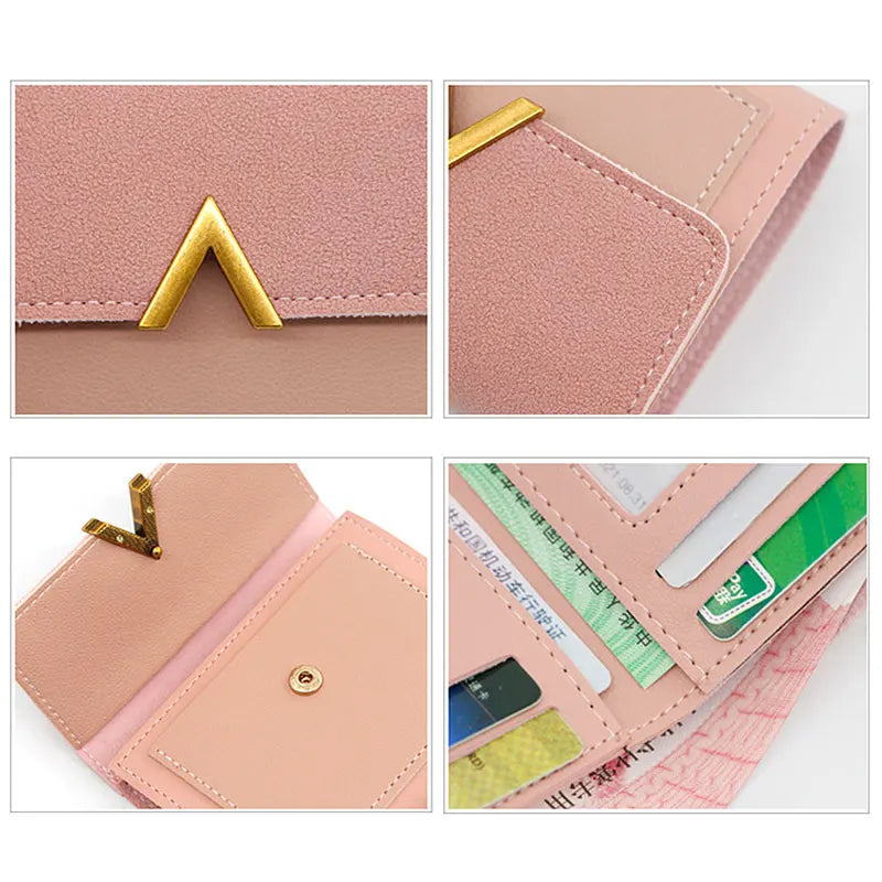 New Simple Short Women Wallets High Quality Card Holder Large Capacity Female Coin Purses Small Card Bag Wallet For Girls
