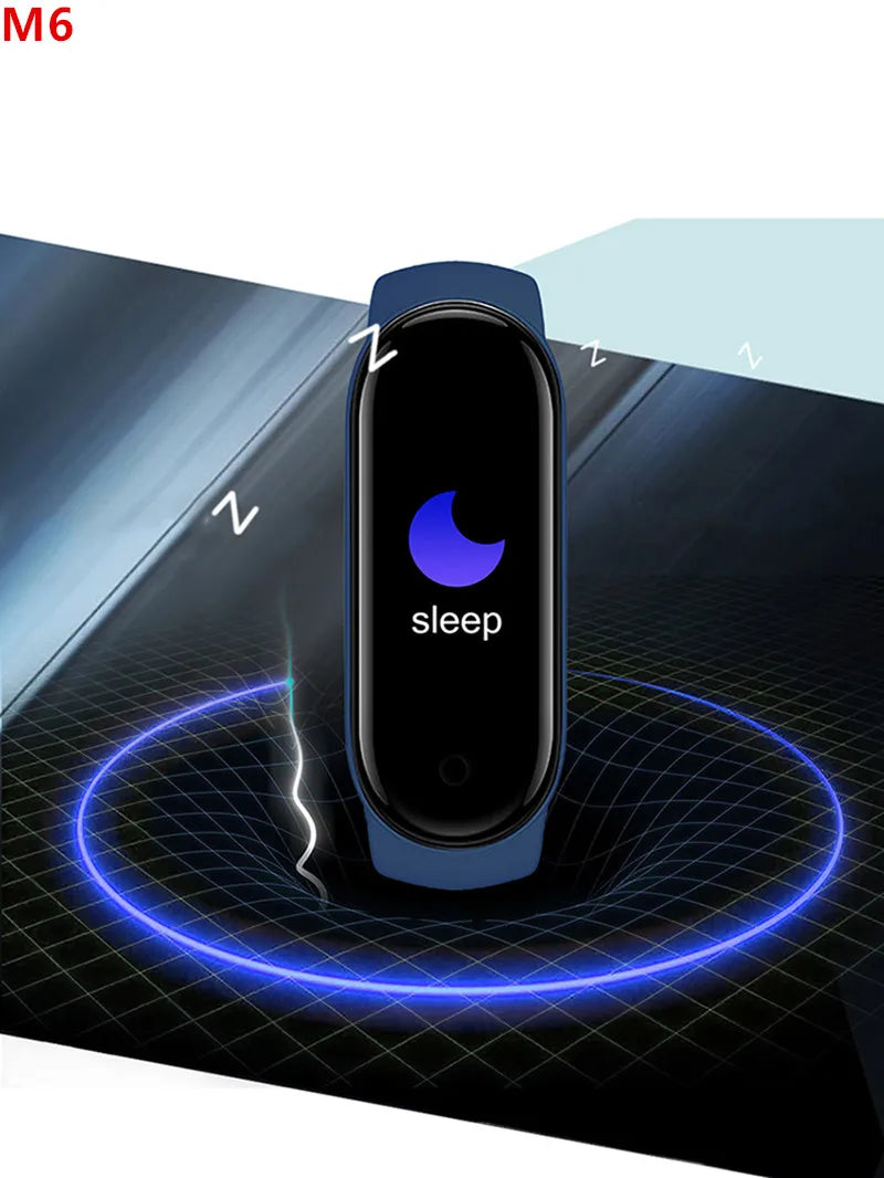 Pulsera inteligente multifunción, monitor de ritmo cardíaco y presión arterial, podómetro, música, monitorización del sueño, reloj deportivo inteligente M6