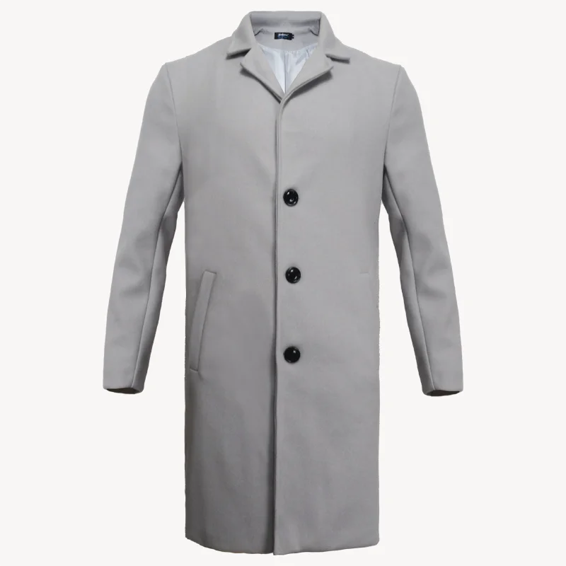 Vestes streetwear pour hommes, vêtements d'extérieur décontractés de couleur unie et manteaux, veste en laine à simple boutonnage et revers pour hommes pour le printemps et l'hiver