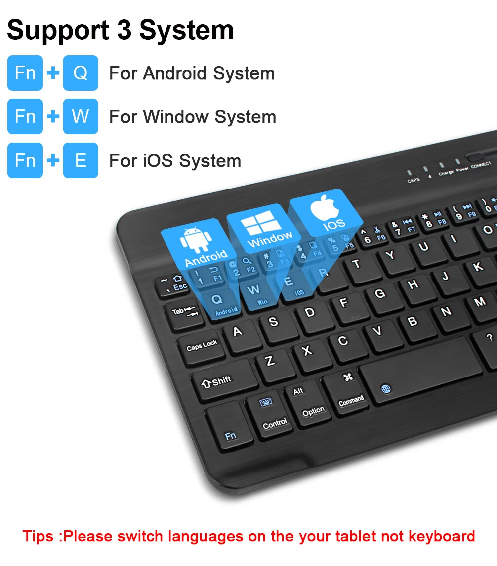 Teclado y ratón inalámbricos Bluetooth para IOS Android Windows Tablet para iPad Air Mini Pro teclado español coreano portugués ruso