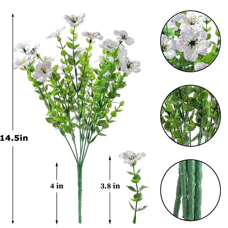 Flores artificiales para exterior, resistentes a los rayos UV, plantas sintéticas para jardín, bodas, hogar, cocina, decoración de granja, plantas artificiales