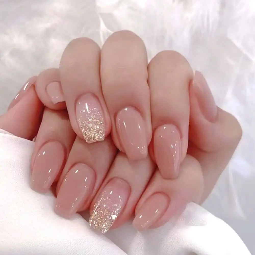 24 stk. Gradient Falske Negler Fransk Ballerina Negler Vanntett Falske Medium Kiste Falske Negler Fingernegler Press-on Negler Tips