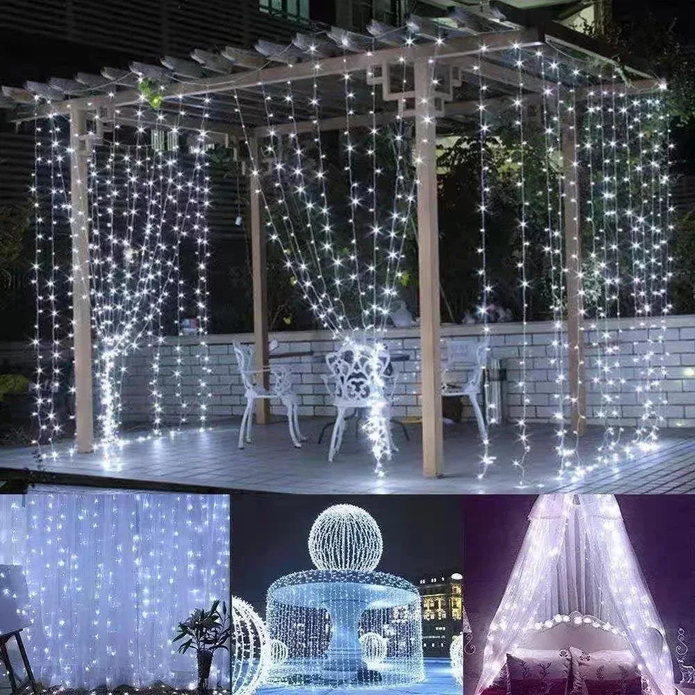 Guirnalda de luces de hadas LED para boda, luces de Navidad, enchufe USB, cortina, cadena de luces, decoración navideña, fiesta de cumpleaños, decoración de pared