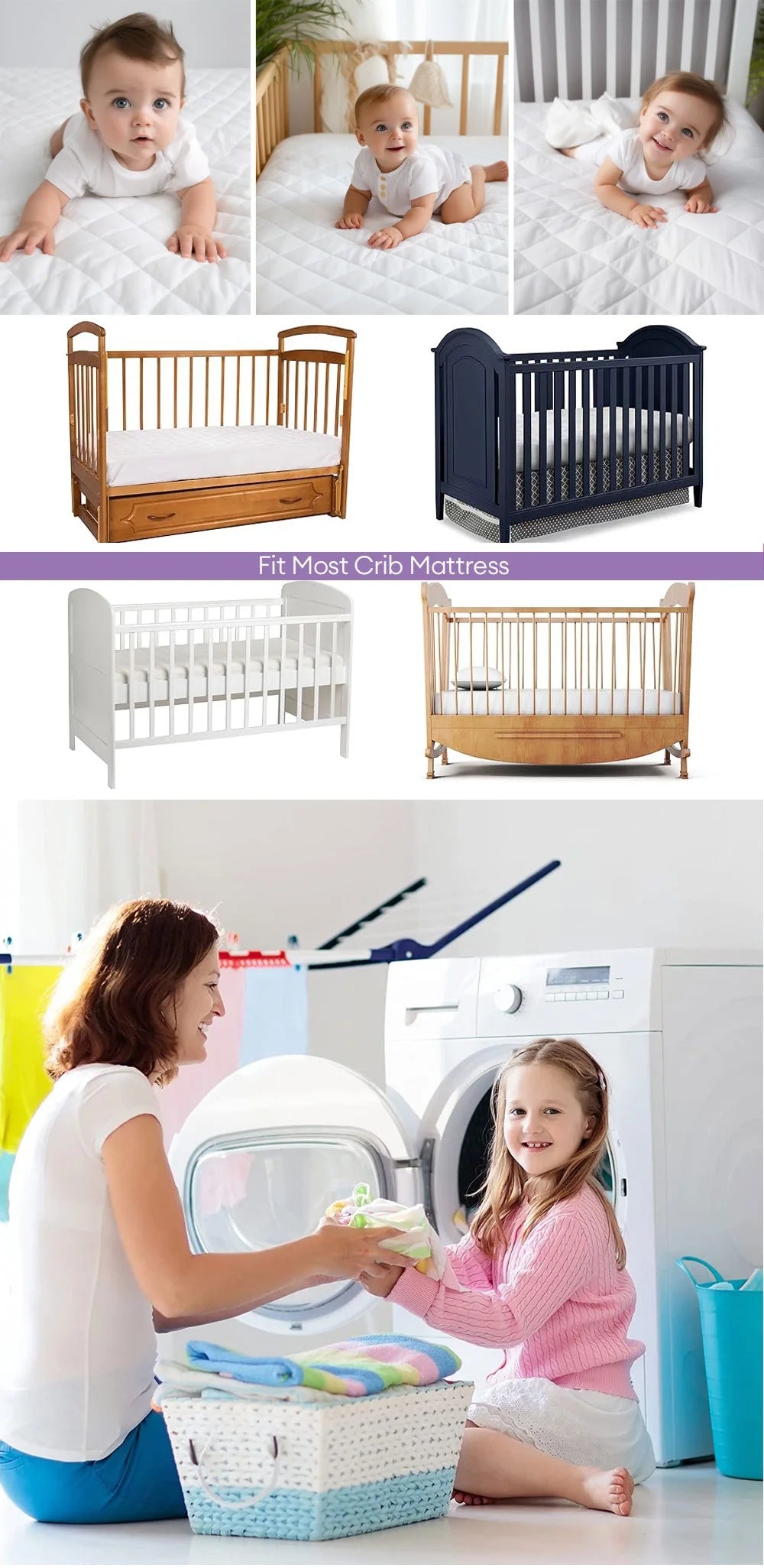 1 protège-matelas pour berceau, housse de matelas lisse et imperméable, lavable et anti-acariens