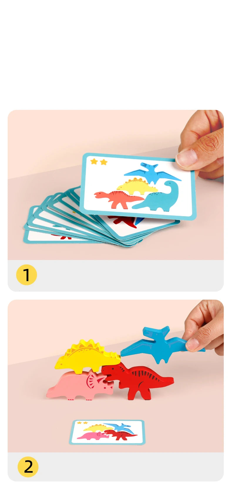 Juguetes de bloques de equilibrio de madera para niños, animales, dinosaurios, juegos de mesa de construcción de apilamiento alto, juguete Montessori de madera para niños, regalo