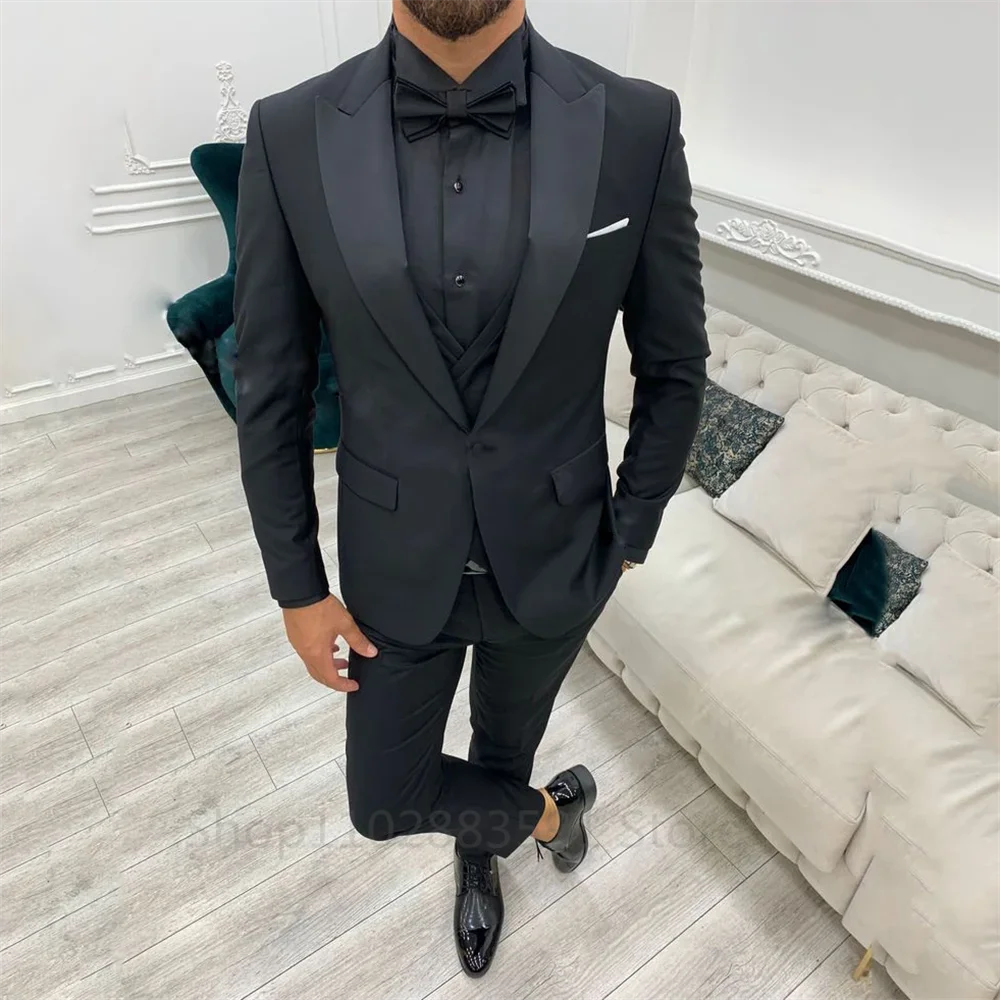 Design Men's Suits 3 Pieces Slim Fit Suit Formal Business Groom Wear Costume Wedding Tuxedos Blazer Vest Pants Homme Mariage