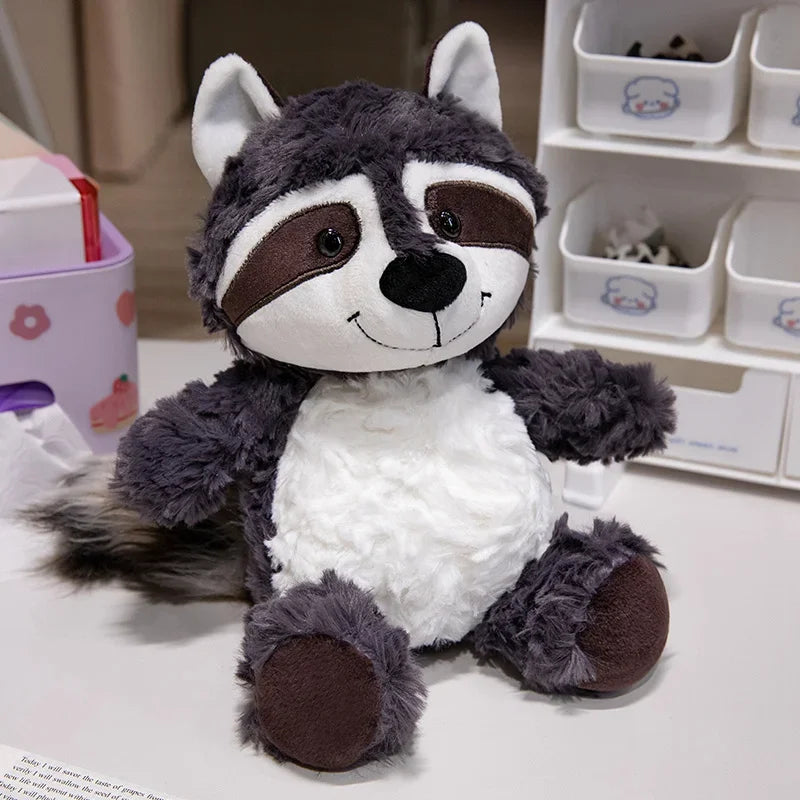 Animales de peluche Kawaii, mapache de peluche, zorro encantador, lindo perezoso suave, almohada para niñas, niños, bebés, regalo de cumpleaños