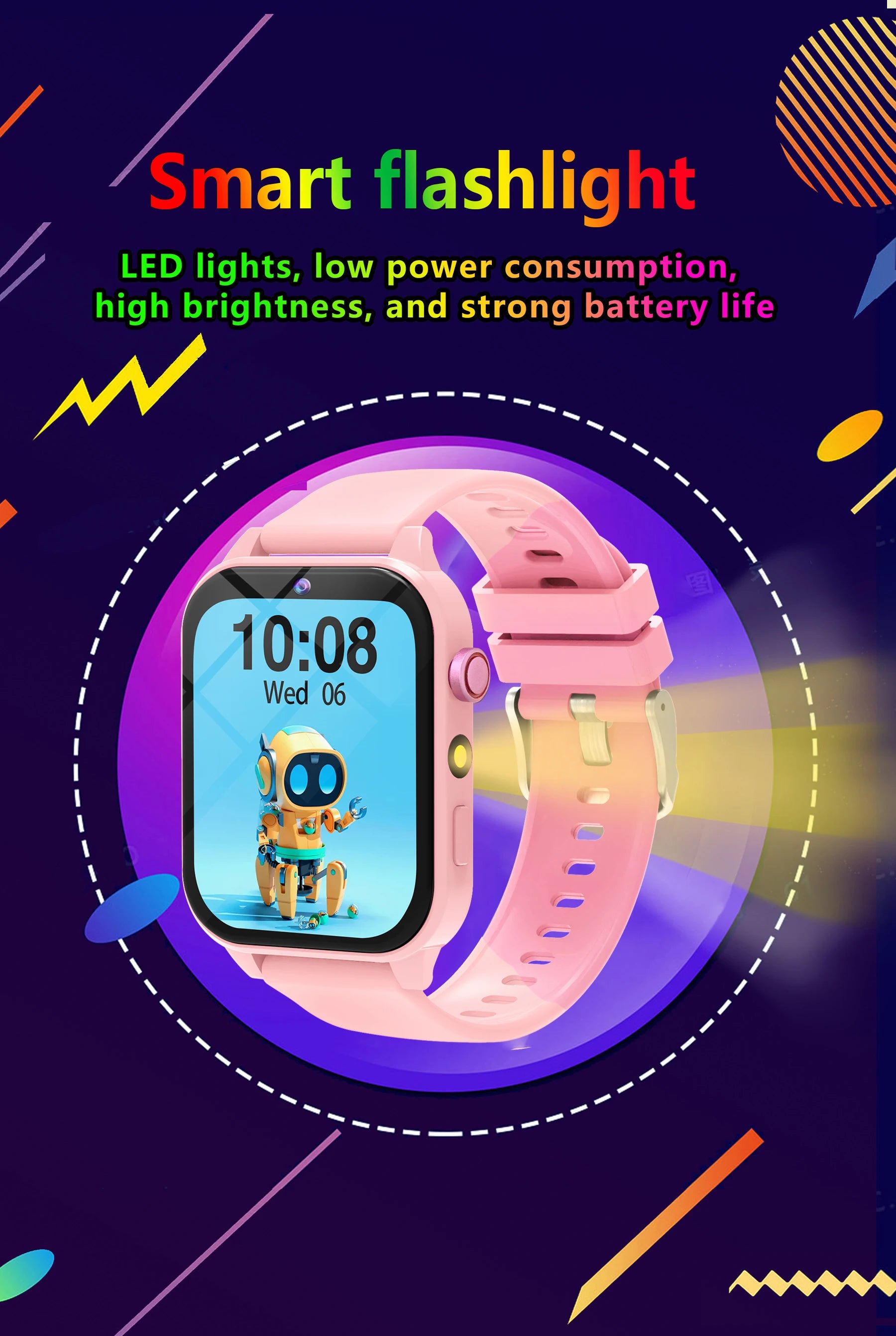Montre connectée pour enfants, écran tactile HD, caméra, 18 jeux, surveillance du sommeil, réveil, calculatrice, cadeau d'anniversaire pour garçons et filles