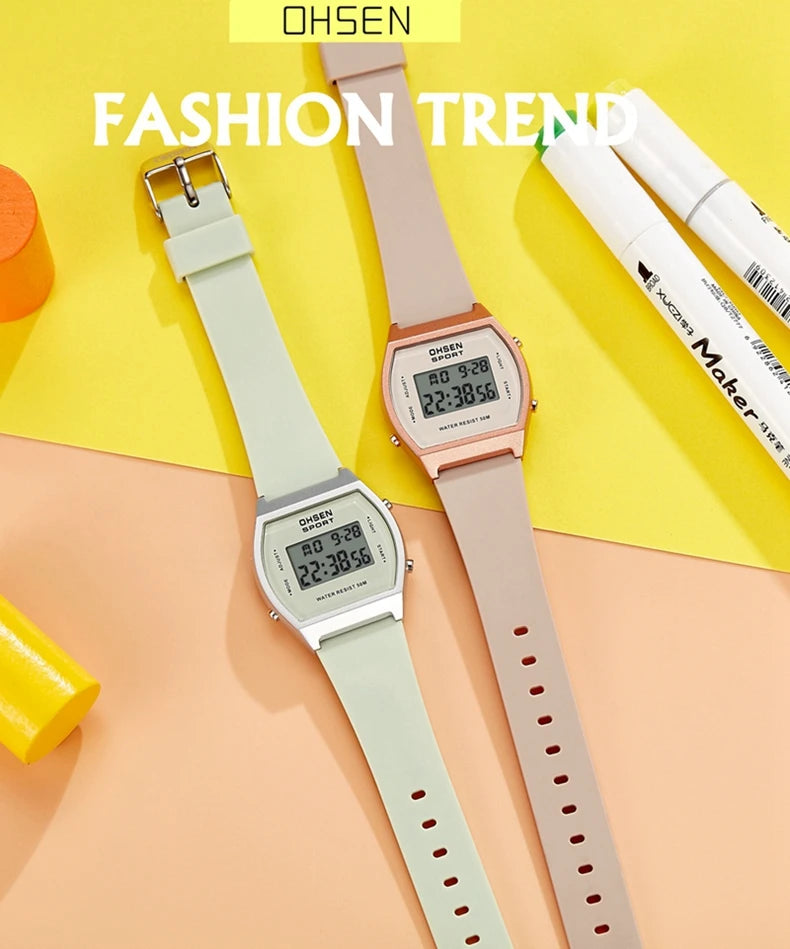 Reloj deportivo digital para mujer, resistente al agua, a la moda, blanco, para damas, reloj de pulsera electrónico para niños, relojes LED con alarma, regalos