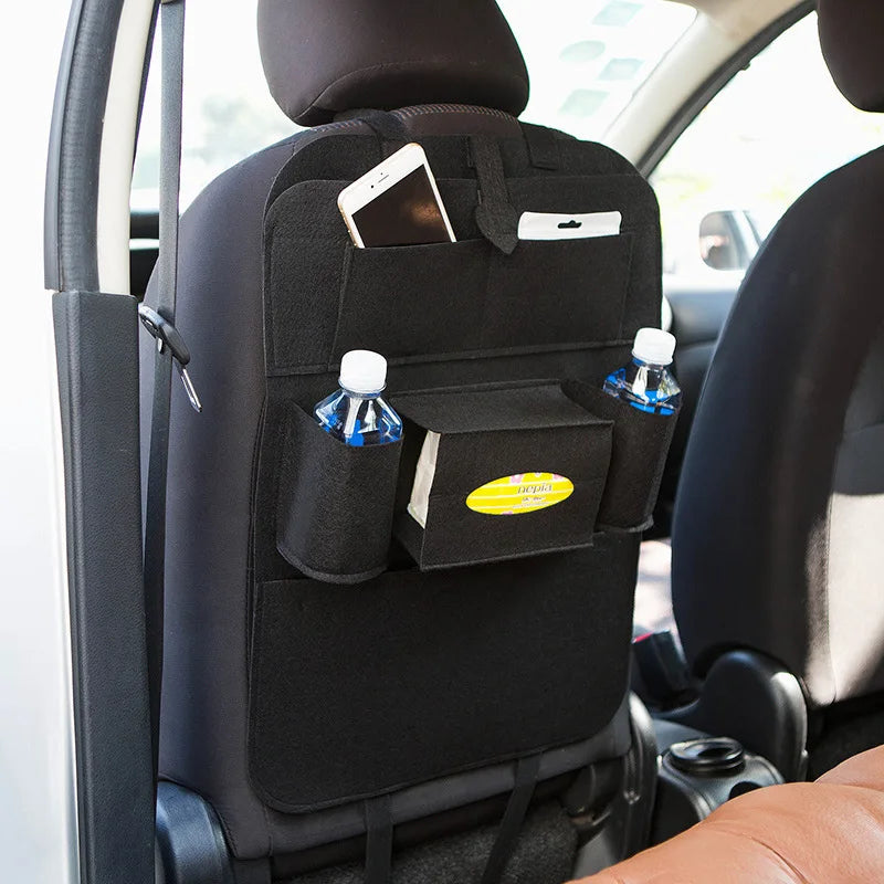 Car Back Seat Storage Bag Universal Hanging Bag for Paper Towel Phone Storage Felt Bag Trash Can Organizer Car Travel Organizer