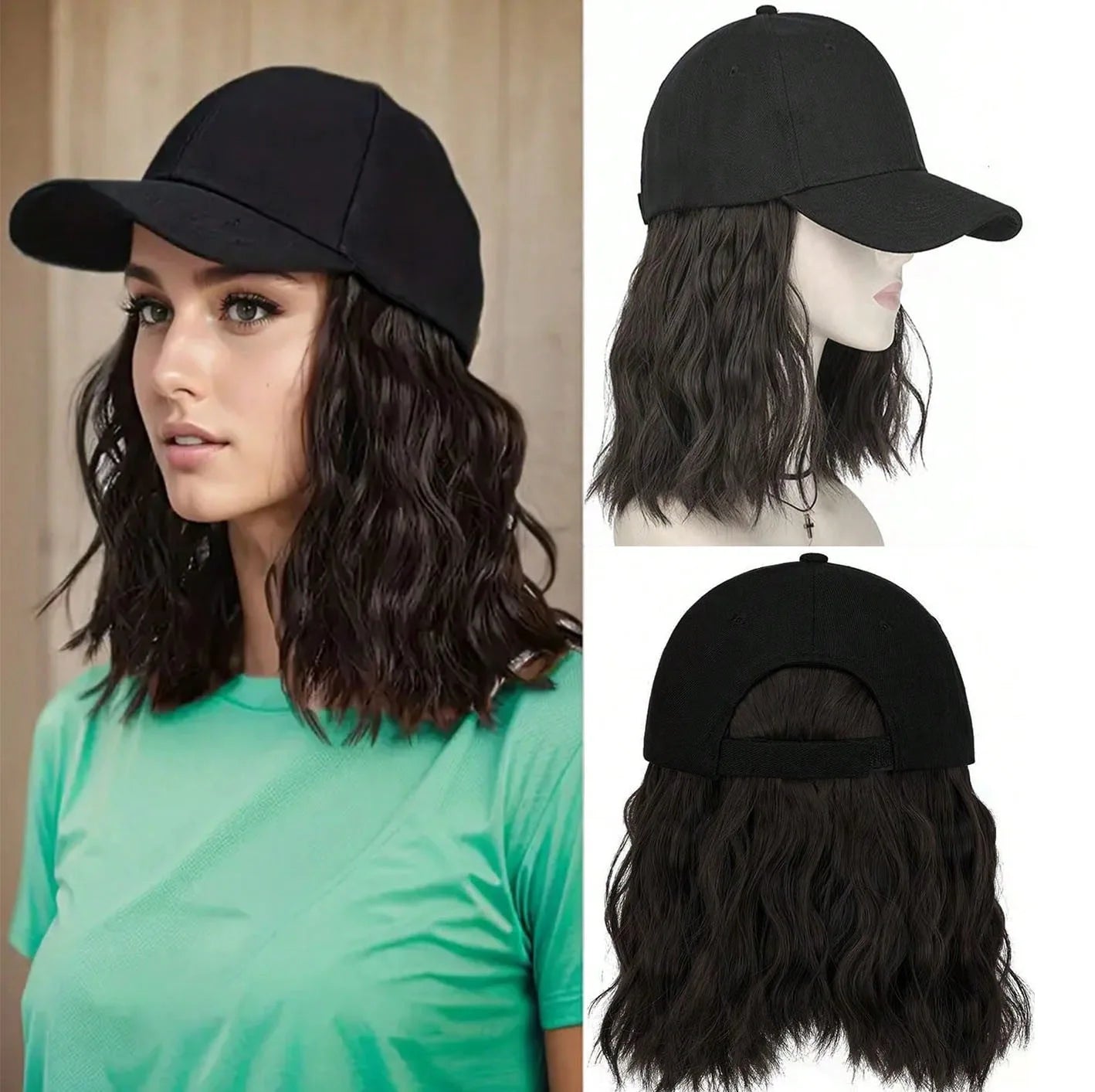 Curly Baseball Hat Wig
