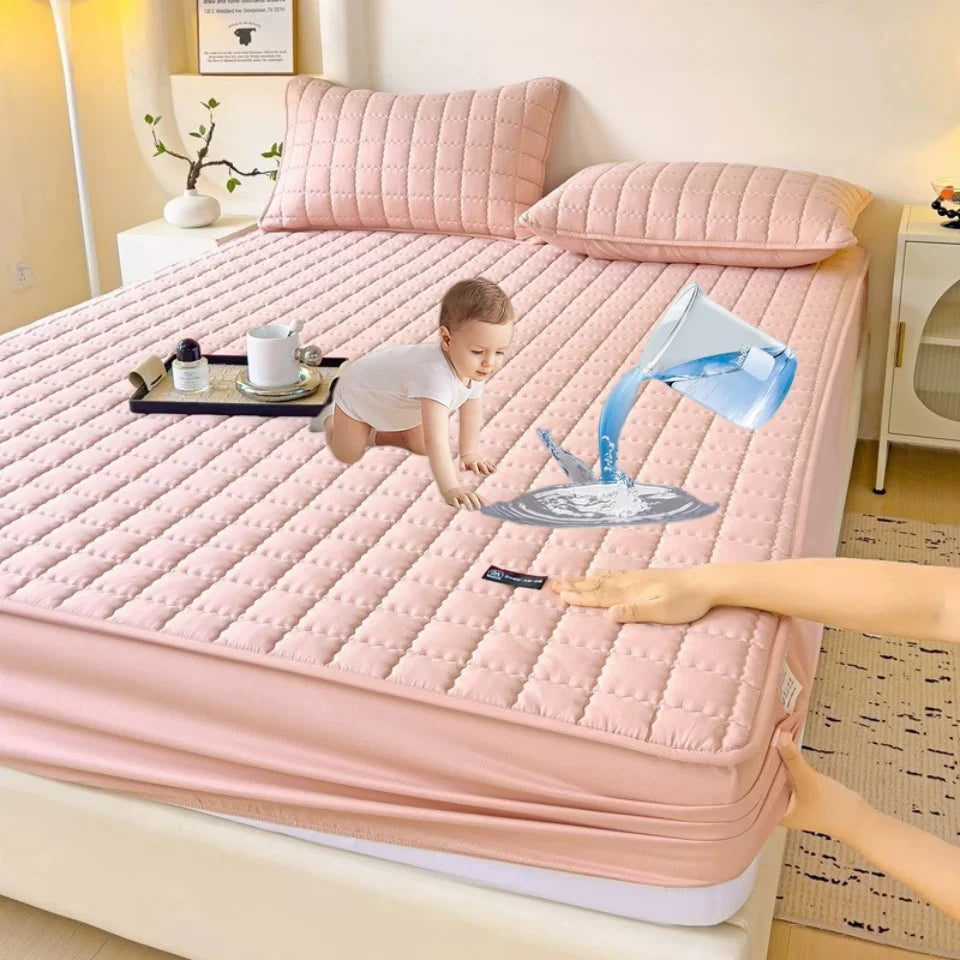 Waterproof Thickened Mattress Pad Protector Adjustable Durable Fitted Sheet Bed Covers Anti-mite Non-slip Bedspreads 150/160x200