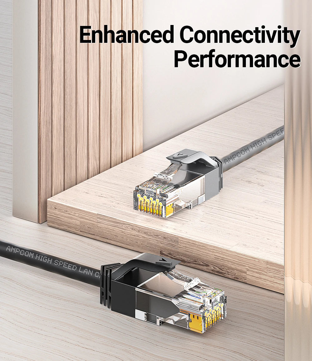 AMPCOM Ethernet Cable, Ultra Thin Cat6 RJ45 Lan Cable UTP RJ 45 Networking Cables Patch Cord for Desktop Computers Modem Router