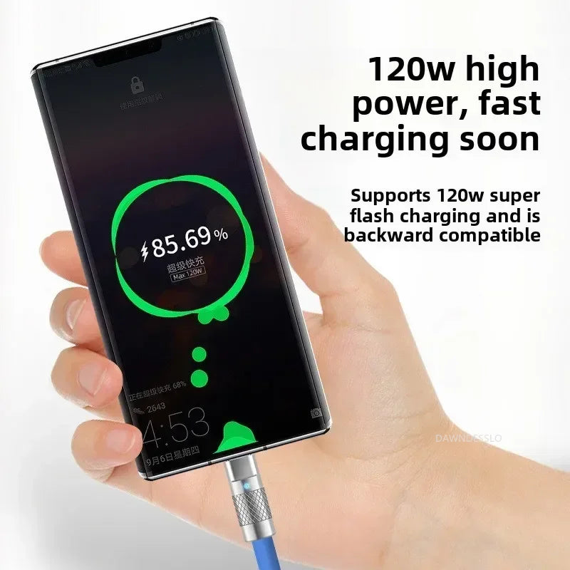 Nuevo cable de silicona líquida tipo C PD de carga súper rápida de 120W y 7A, 1M, 1.5M, 2M, cable USB, cable cargador USB C a C para Xiaomi Huawei
