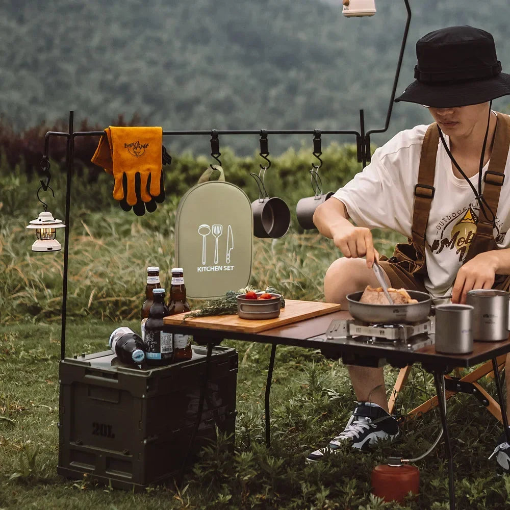 Bærbar utendørs camping kjøkkenutstyr oppbevaringspose piknikutstyr villmarksoverlevelsesutstyr slitesterkt husholdningsartikler isbøtte