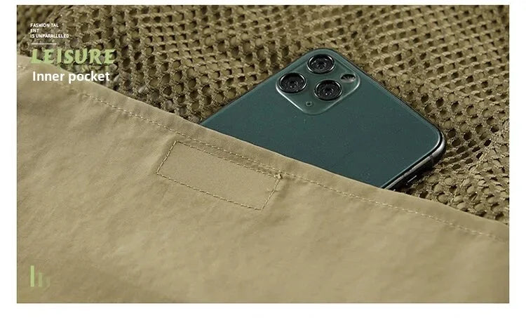 Chaleco de hombre, verano, casual, para fotografía, pesca, chaleco multibolsillos, de ocio al aire libre, para montañismo, sin mangas, con cuello en V, logotipo personalizado