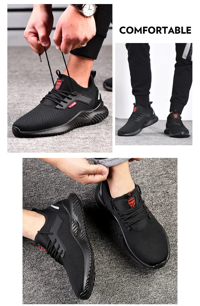 Zapatillas de trabajo con puntera de acero para hombre, zapatos de seguridad a prueba de perforaciones, botas de trabajo, calzado de seguridad indestructible de moda