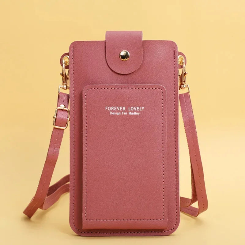 Women’s Soft Leather Touch-Screen Crossbody Wallet Purse