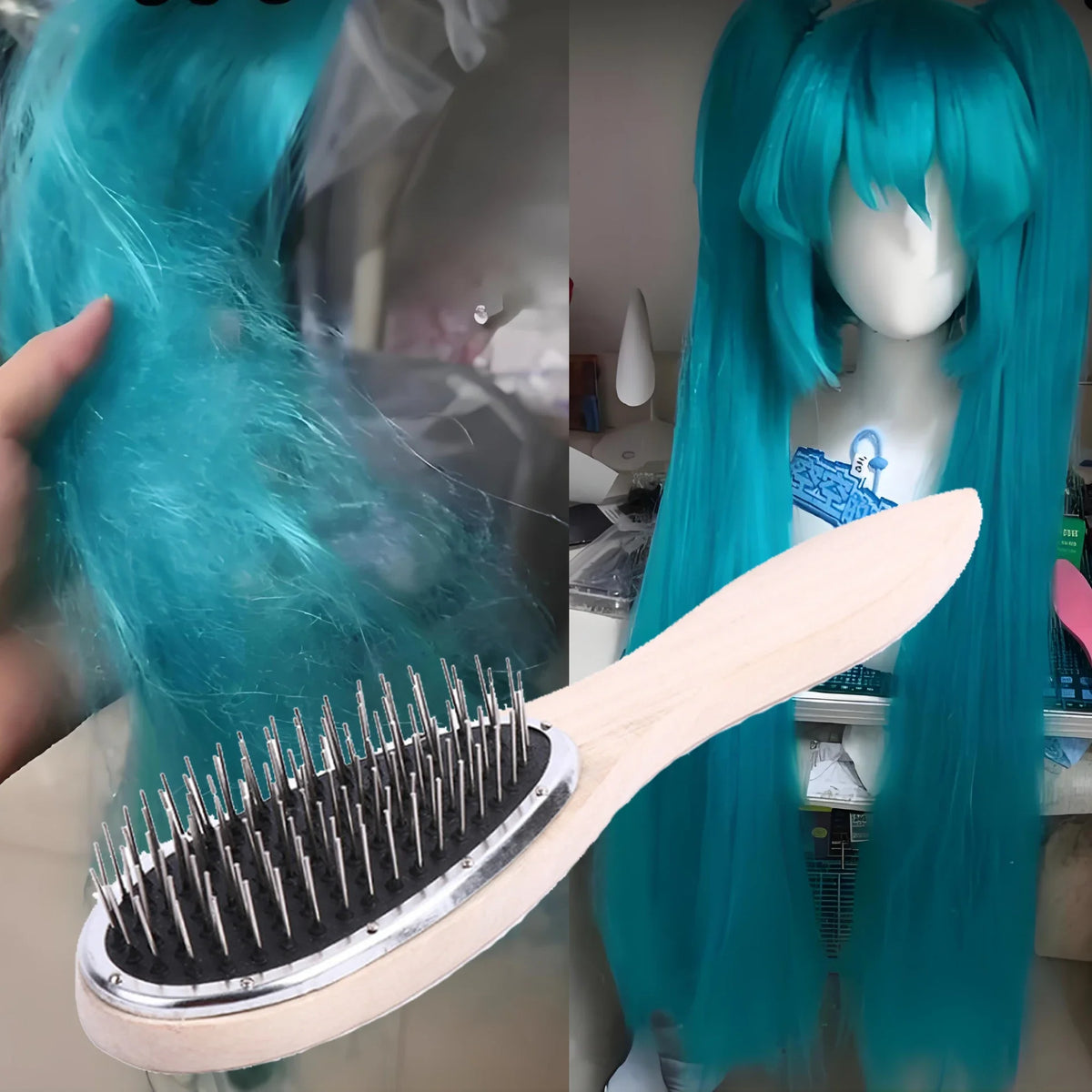 Brosse professionnelle pour perruque peigne en acier antistatique pour extensions de cheveux emmêlés entraînement \;[-