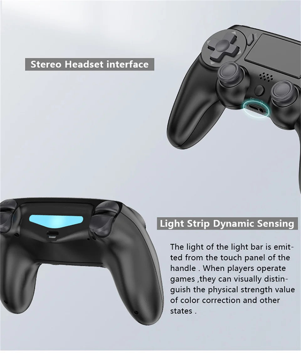 Mando inalámbrico GAMINJA con giroscopios de seis ejes, controlador de juego de doble vibración para PS4, PS3, consola de juegos, Windows 7, 8, 10, PC Joystick